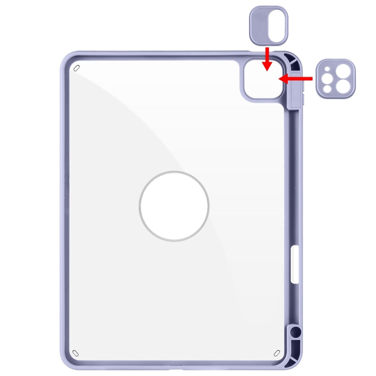For iPad Pro 13 2024 Acrylic 360 Rotation Detachable Leather Tablet Case(Lavender Purple)