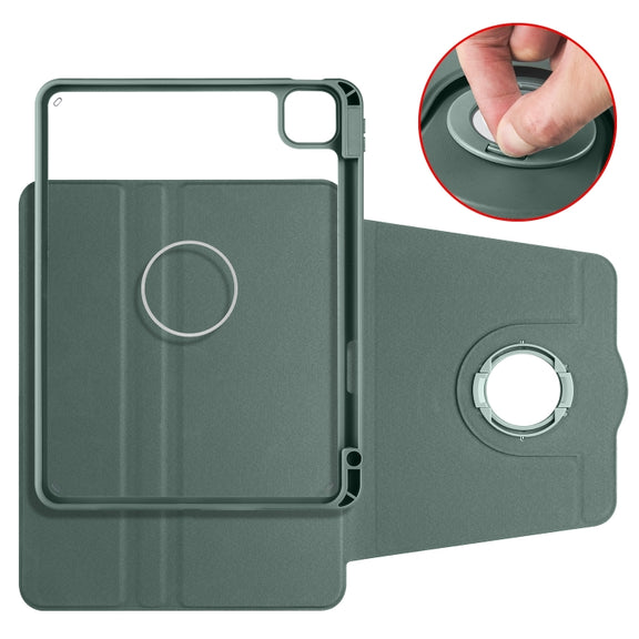 For iPad Pro 13 2024 Acrylic 360 Rotation Detachable Leather Tablet Case(Deep Green)