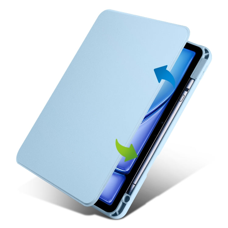 For iPad Air 13 2024 Acrylic 360 Rotation Detachable Leather Tablet Case(Ice Blue)