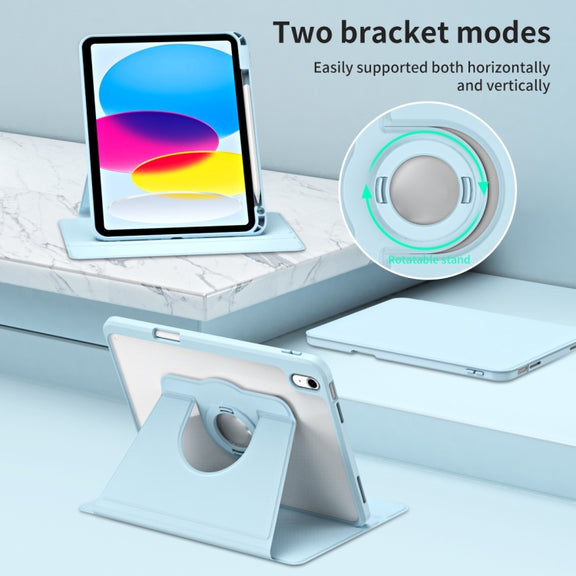 For iPad Air 13 2024 Acrylic 360 Rotation Detachable Leather Tablet Case(Ice Blue)