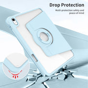 For iPad Air 13 2024 Acrylic 360 Rotation Detachable Leather Tablet Case(Ice Blue)