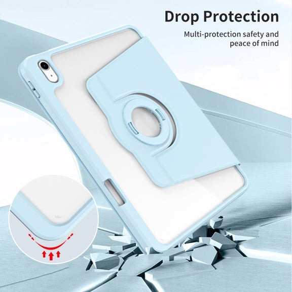 For iPad Air 13 2024 Acrylic 360 Rotation Detachable Leather Tablet Case(Ice Blue)