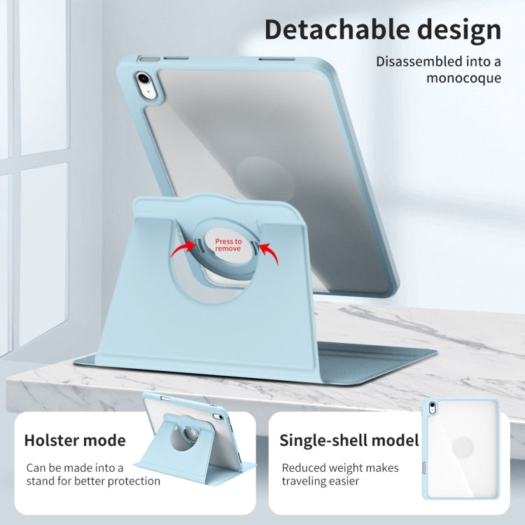 For iPad Air 13 2024 Acrylic 360 Rotation Detachable Leather Tablet Case(Ice Blue)