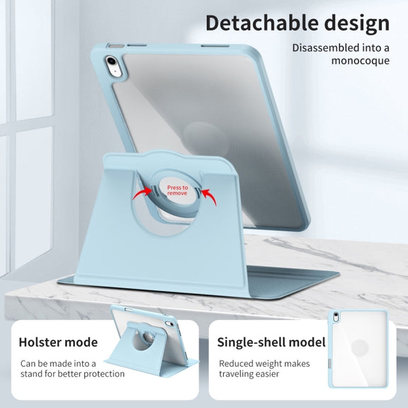 For iPad Air 13 2024 Acrylic 360 Rotation Detachable Leather Tablet Case(Ice Blue)
