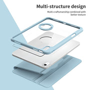 For iPad Air 13 2024 Acrylic 360 Rotation Detachable Leather Tablet Case(Ice Blue)