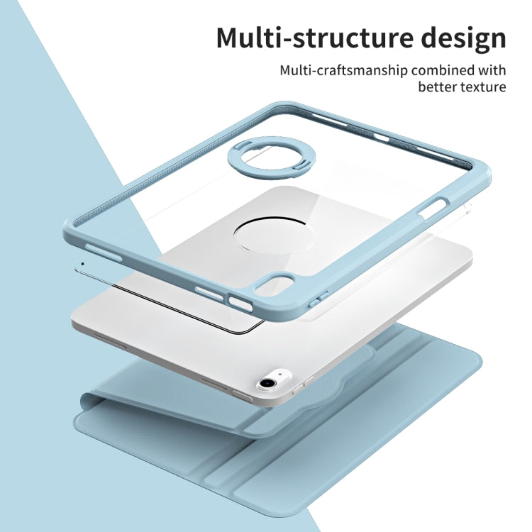 For iPad Air 13 2024 Acrylic 360 Rotation Detachable Leather Tablet Case(Ice Blue)