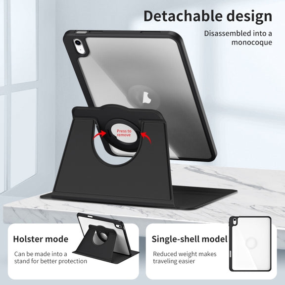 For iPad Air 13 2025 / 2024 Acrylic 360 Rotation Detachable Leather Tablet Case(Black)