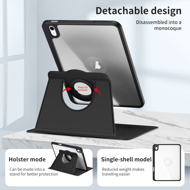 For iPad Air 13 2025 / 2024 Acrylic 360 Rotation Detachable Leather Tablet Case(Black)