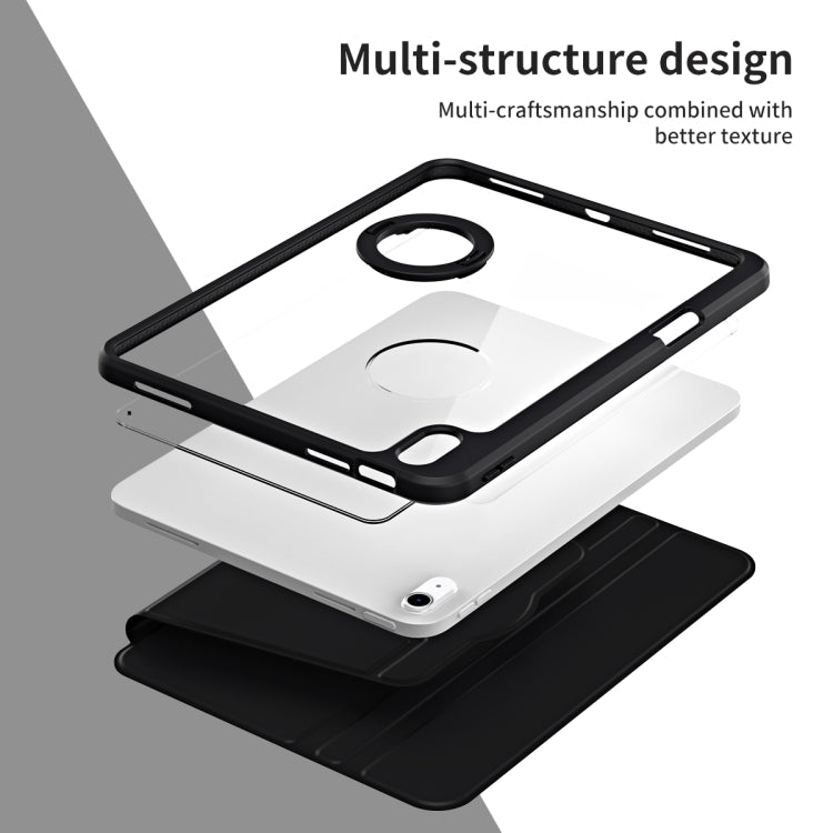 For iPad Air 13 2025 / 2024 Acrylic 360 Rotation Detachable Leather Tablet Case(Black)