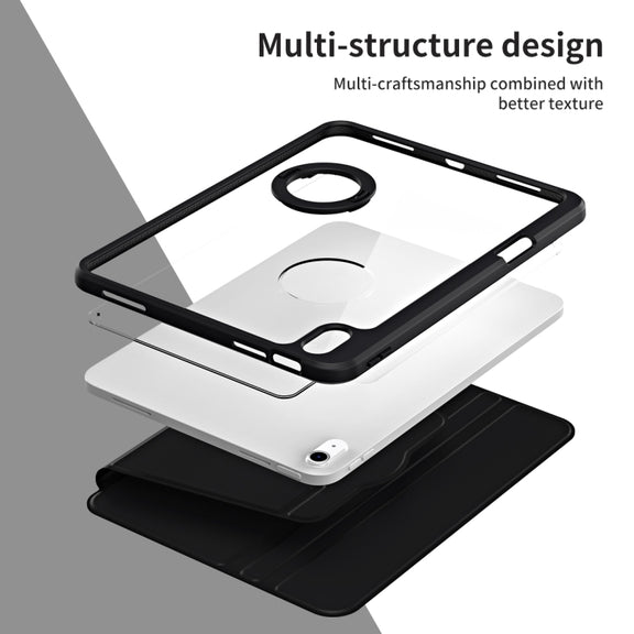 For iPad Air 13 2025 / 2024 Acrylic 360 Rotation Detachable Leather Tablet Case(Black)