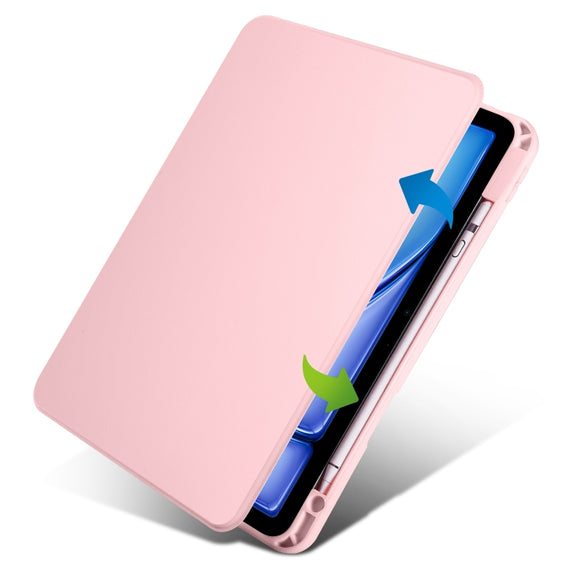For iPad Air 13 2024 Acrylic 360 Rotation Detachable Leather Tablet Case(Sand Pink)