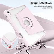 For iPad Air 13 2024 Acrylic 360 Rotation Detachable Leather Tablet Case(Sand Pink)