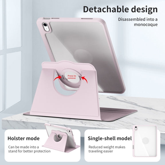 For iPad Air 13 2024 Acrylic 360 Rotation Detachable Leather Tablet Case(Sand Pink)