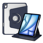 For iPad Air 13 2025 / 2024 Acrylic 360 Rotation Detachable Leather Tablet Case(Dark Blue)