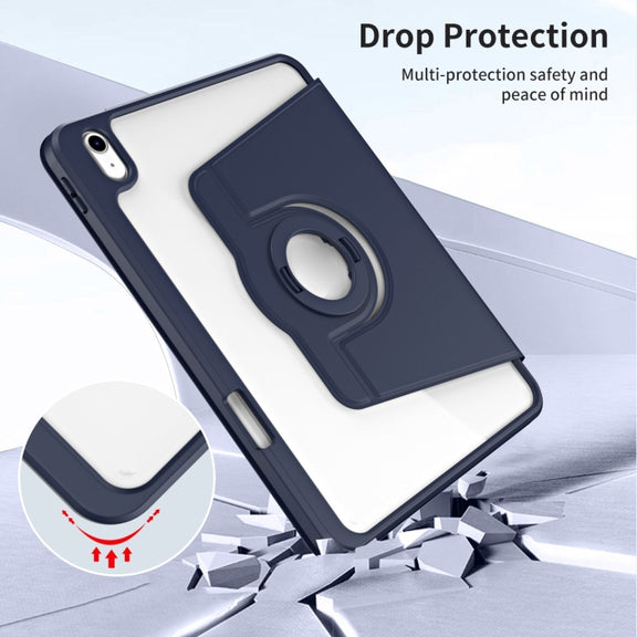 For iPad Air 13 2025 / 2024 Acrylic 360 Rotation Detachable Leather Tablet Case(Dark Blue)