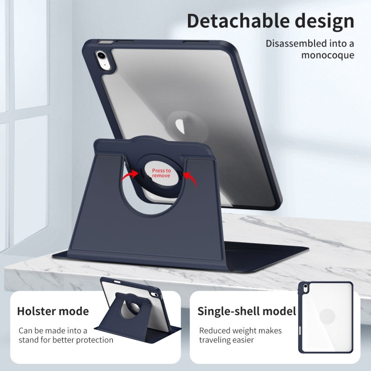 For iPad Air 11 2025 / 2024 Acrylic 360 Rotation Detachable Leather Tablet Case(Dark Blue)