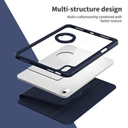 For iPad Air 11 2025 / 2024 Acrylic 360 Rotation Detachable Leather Tablet Case(Dark Blue)