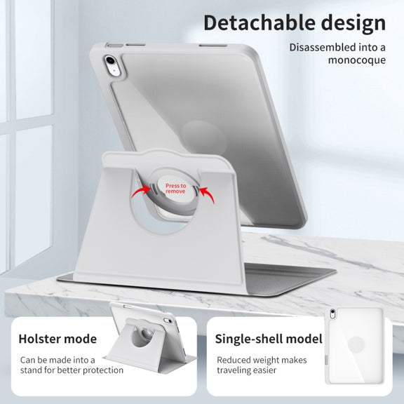 For iPad Air 11 2024 Acrylic 360 Rotation Detachable Leather Tablet Case(Grey)