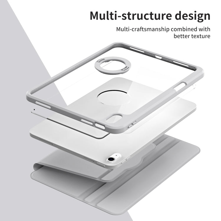 For iPad Air 11 2024 Acrylic 360 Rotation Detachable Leather Tablet Case(Grey)