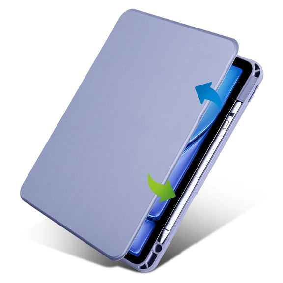 For iPad Air 11 2024 Acrylic 360 Rotation Detachable Leather Tablet Case(Lavender Purple)