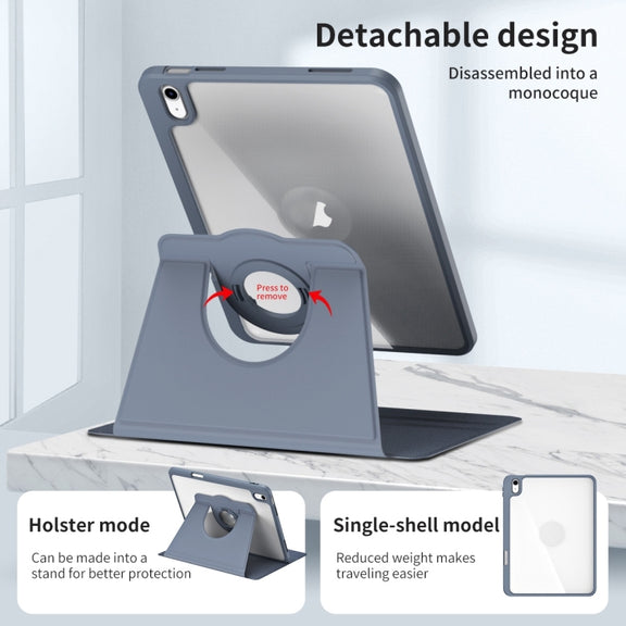 For iPad Air 11 2024 Acrylic 360 Rotation Detachable Leather Tablet Case(Lavender Purple)