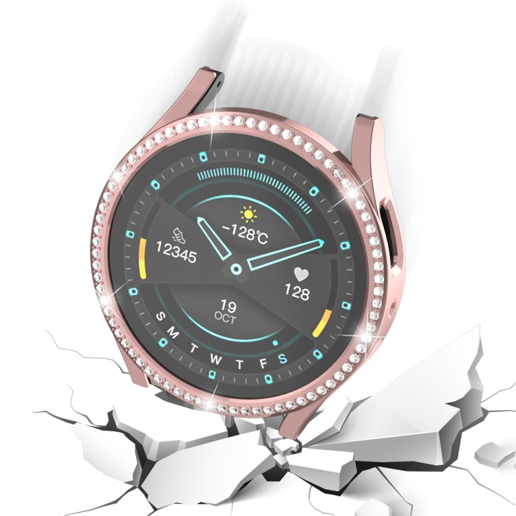 For Samsung Galaxy Watch 6 40mm Diamond Hollow PC Watch Protective Case(Pink)
