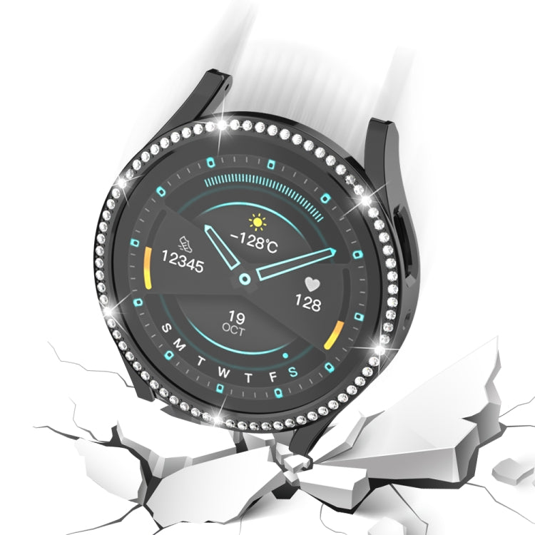 For Samsung Galaxy Watch 6 40mm Diamond Hollow PC Watch Protective Case(Black)