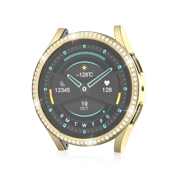 For Samsung Galaxy Watch 6 40mm Diamond Hollow PC Watch Protective Case(Gold)