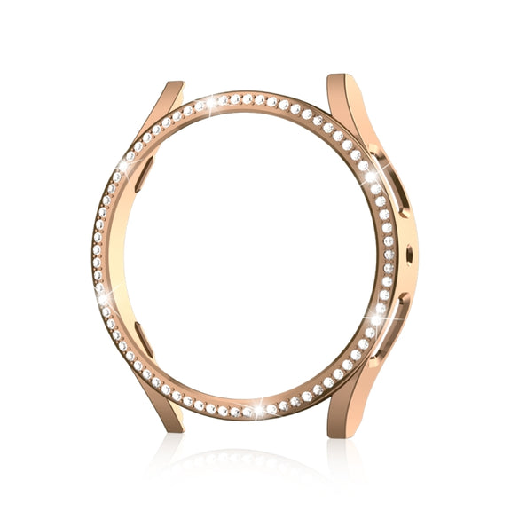 For Samsung Galaxy Watch 6 40mm Diamond Hollow PC Watch Protective Case(Rose Gold)