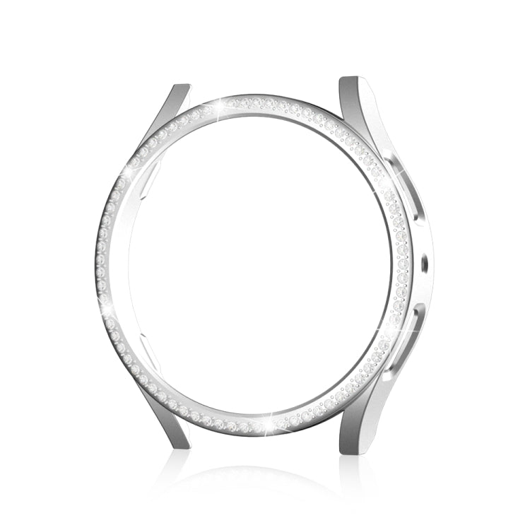 For Samsung Galaxy Watch 6 40mm Diamond Hollow PC Watch Protective Case(Silver)