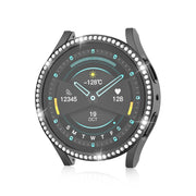 For Samsung Galaxy Watch 6 44mm Diamond Hollow PC Watch Protective Case(Black)