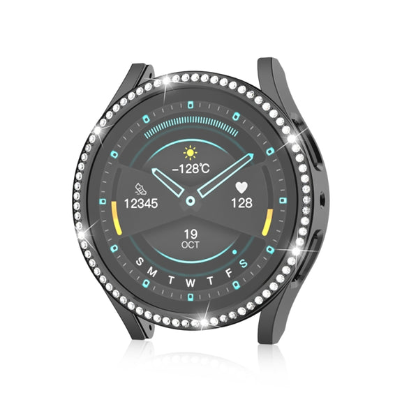 For Samsung Galaxy Watch 6 44mm Diamond Hollow PC Watch Protective Case(Black)
