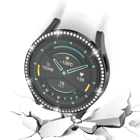 For Samsung Galaxy Watch 6 44mm Diamond Hollow PC Watch Protective Case(Black)