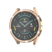 For Samsung Galaxy Watch 6 44mm Diamond Hollow PC Watch Protective Case(Rose Gold)