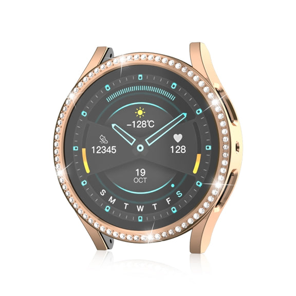 For Samsung Galaxy Watch 6 44mm Diamond Hollow PC Watch Protective Case(Rose Gold)