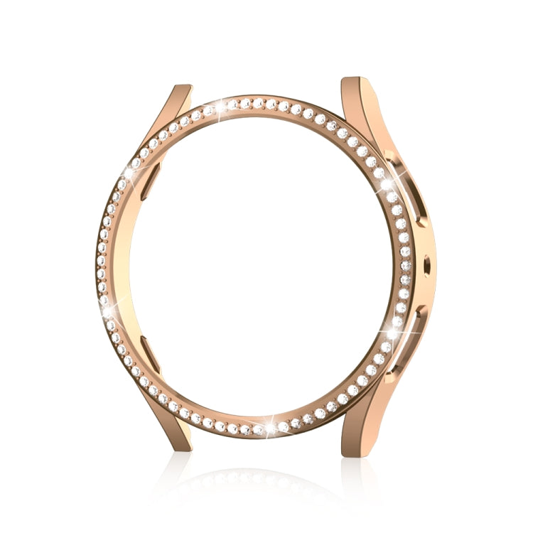 For Samsung Galaxy Watch 6 44mm Diamond Hollow PC Watch Protective Case(Rose Gold)