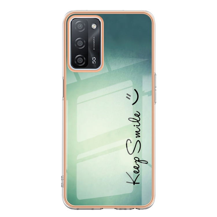 For OPPO A55 5G / A53s 5G / A54 4G Electroplating Marble Dual-side IMD Phone Case(Smile)