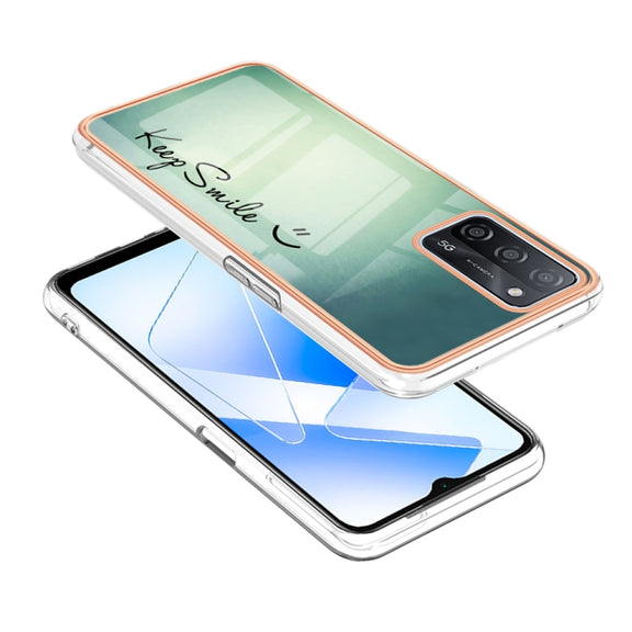 For OPPO A55 5G / A53s 5G / A54 4G Electroplating Marble Dual-side IMD Phone Case(Smile)