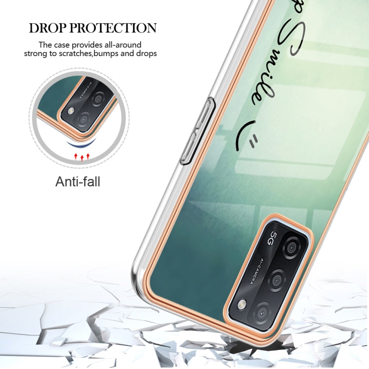 For OPPO A55 5G / A53s 5G / A54 4G Electroplating Marble Dual-side IMD Phone Case(Smile)