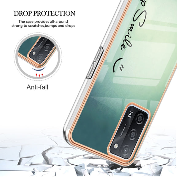 For OPPO A55 5G / A53s 5G / A54 4G Electroplating Marble Dual-side IMD Phone Case(Smile)