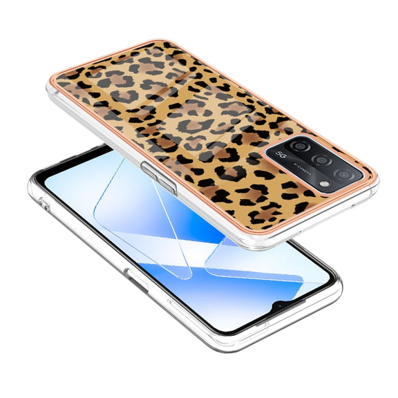 For OPPO A55 5G / A53s 5G / A54 4G Electroplating Marble Dual-side IMD Phone Case(Leopard Print)