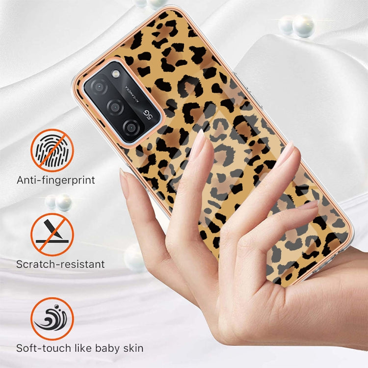 For OPPO A55 5G / A53s 5G / A54 4G Electroplating Marble Dual-side IMD Phone Case(Leopard Print)