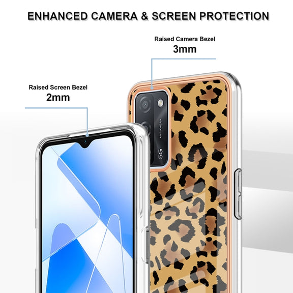 For OPPO A55 5G / A53s 5G / A54 4G Electroplating Marble Dual-side IMD Phone Case(Leopard Print)