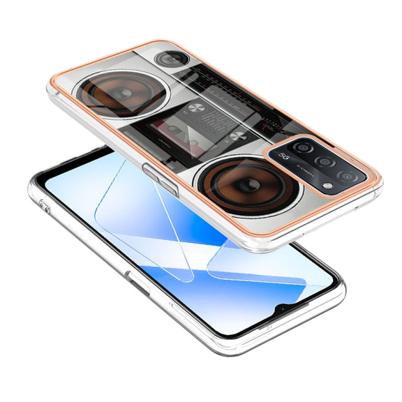 For OPPO A55 5G / A53s 5G / A54 4G Electroplating Marble Dual-side IMD Phone Case(Retro Radio)