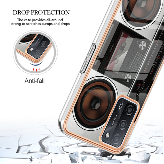 For OPPO A55 5G / A53s 5G / A54 4G Electroplating Marble Dual-side IMD Phone Case(Retro Radio)