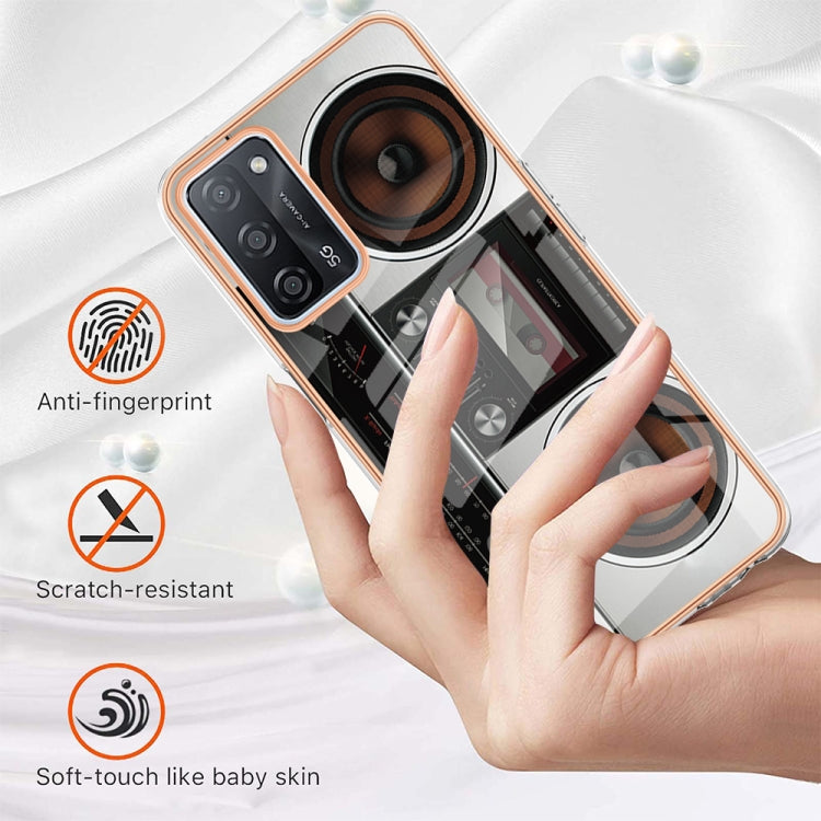 For OPPO A55 5G / A53s 5G / A54 4G Electroplating Marble Dual-side IMD Phone Case(Retro Radio)