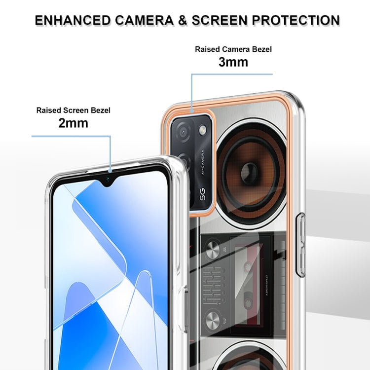 For OPPO A55 5G / A53s 5G / A54 4G Electroplating Marble Dual-side IMD Phone Case(Retro Radio)