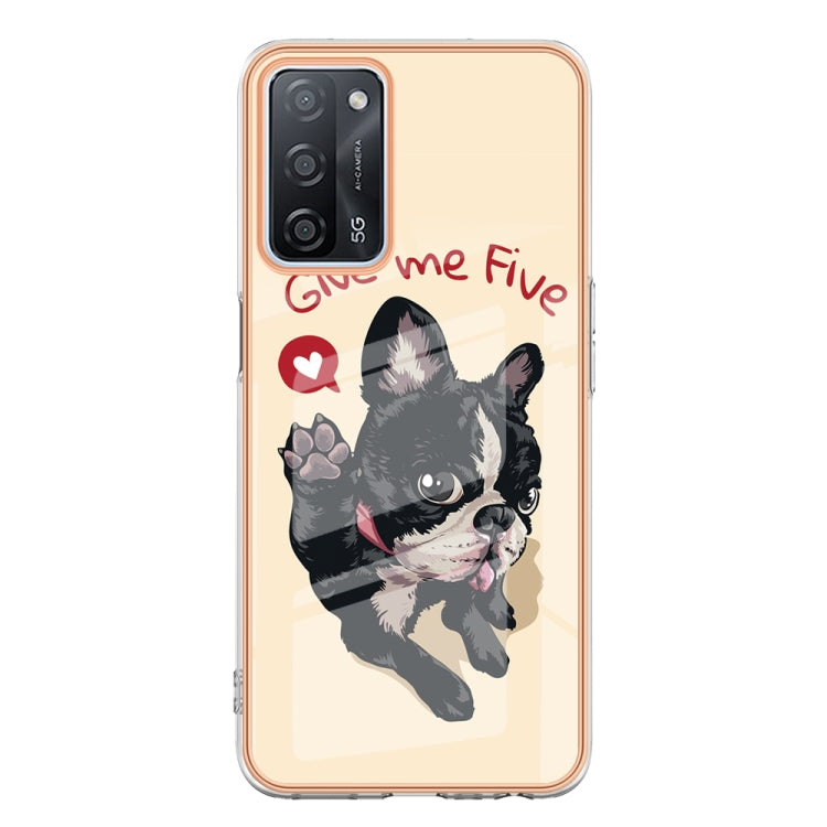 For OPPO A55 5G / A53s 5G / A54 4G Electroplating Marble Dual-side IMD Phone Case(Lucky Dog)