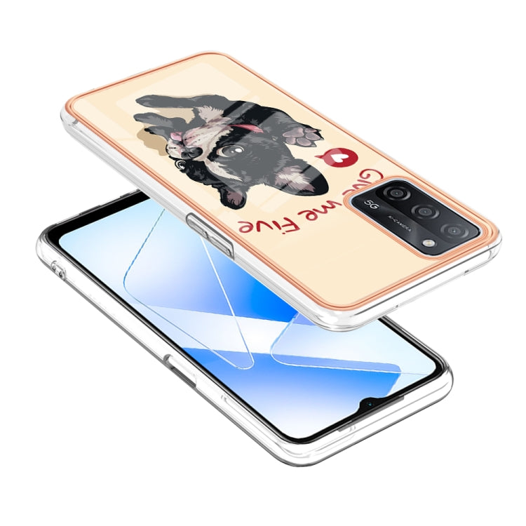 For OPPO A55 5G / A53s 5G / A54 4G Electroplating Marble Dual-side IMD Phone Case(Lucky Dog)