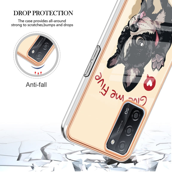 For OPPO A55 5G / A53s 5G / A54 4G Electroplating Marble Dual-side IMD Phone Case(Lucky Dog)